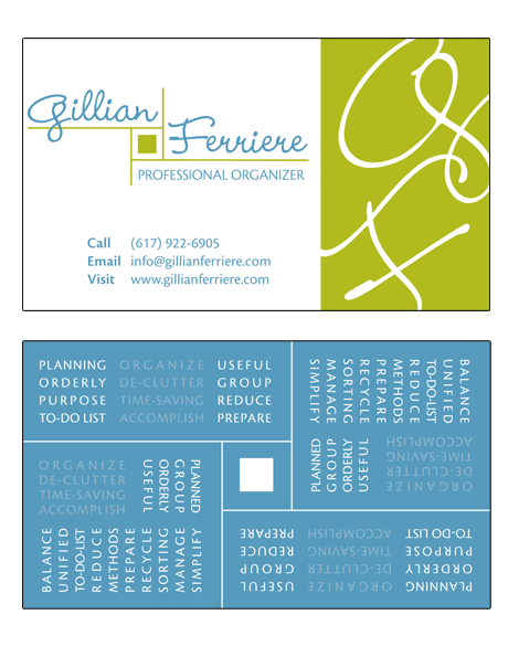 business card for GF organizing